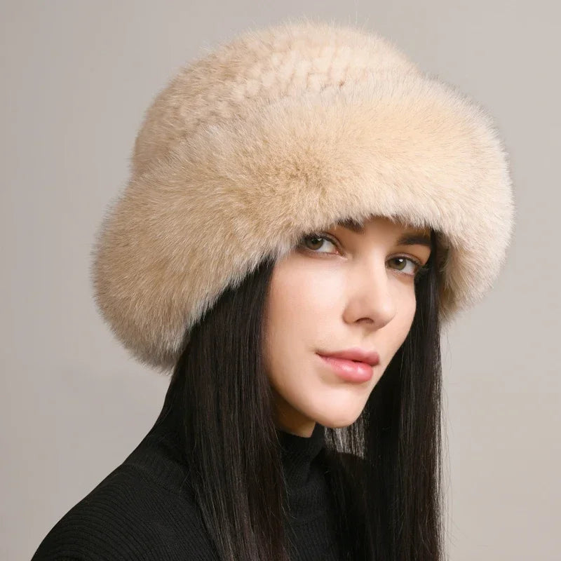 Premium Fur Knit Beanie Hat