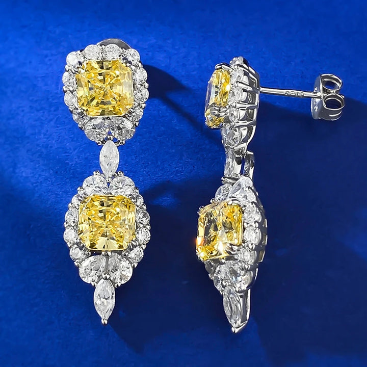 Luxury Sapphire Silver Drop Earrings