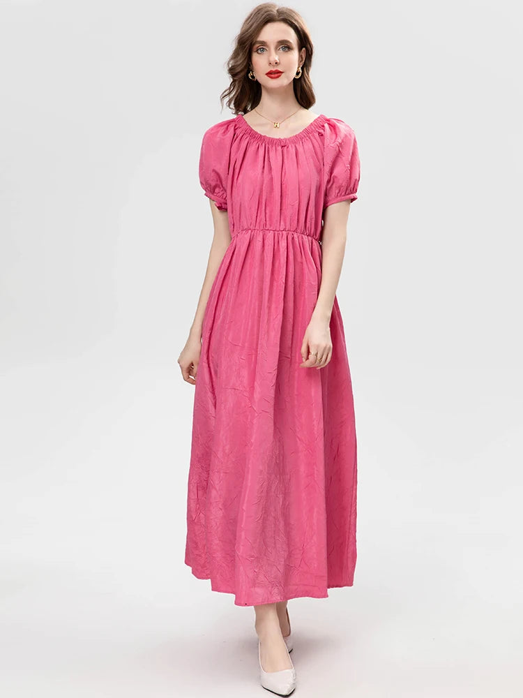Puff Sleeve Women's Midi Dress