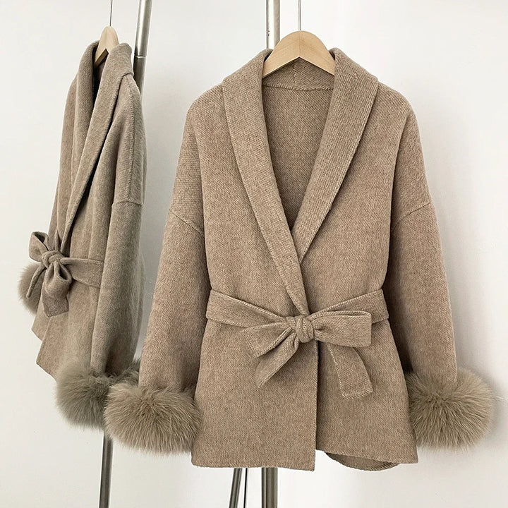Sleek Natural Fur Wool Jacket