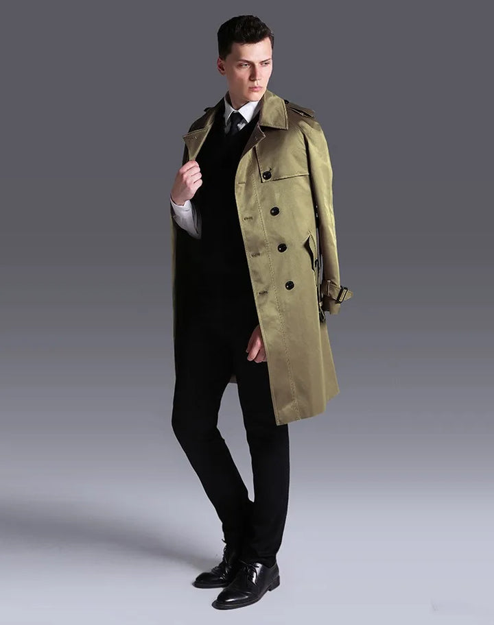 Double Breasted Long Trench Coat