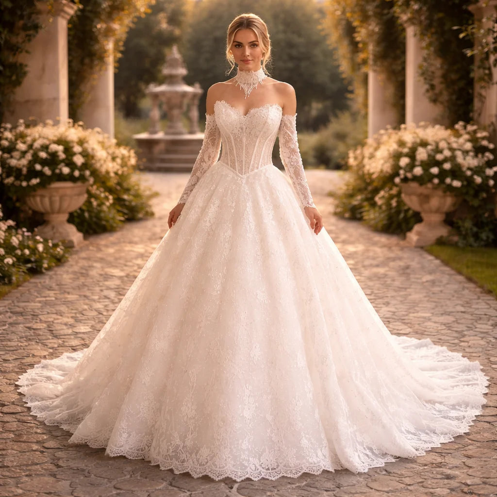 Luxury Off Shoulder Bridal Couture