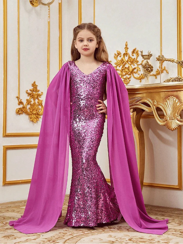 Robe de soirée en maille brillante pour fille