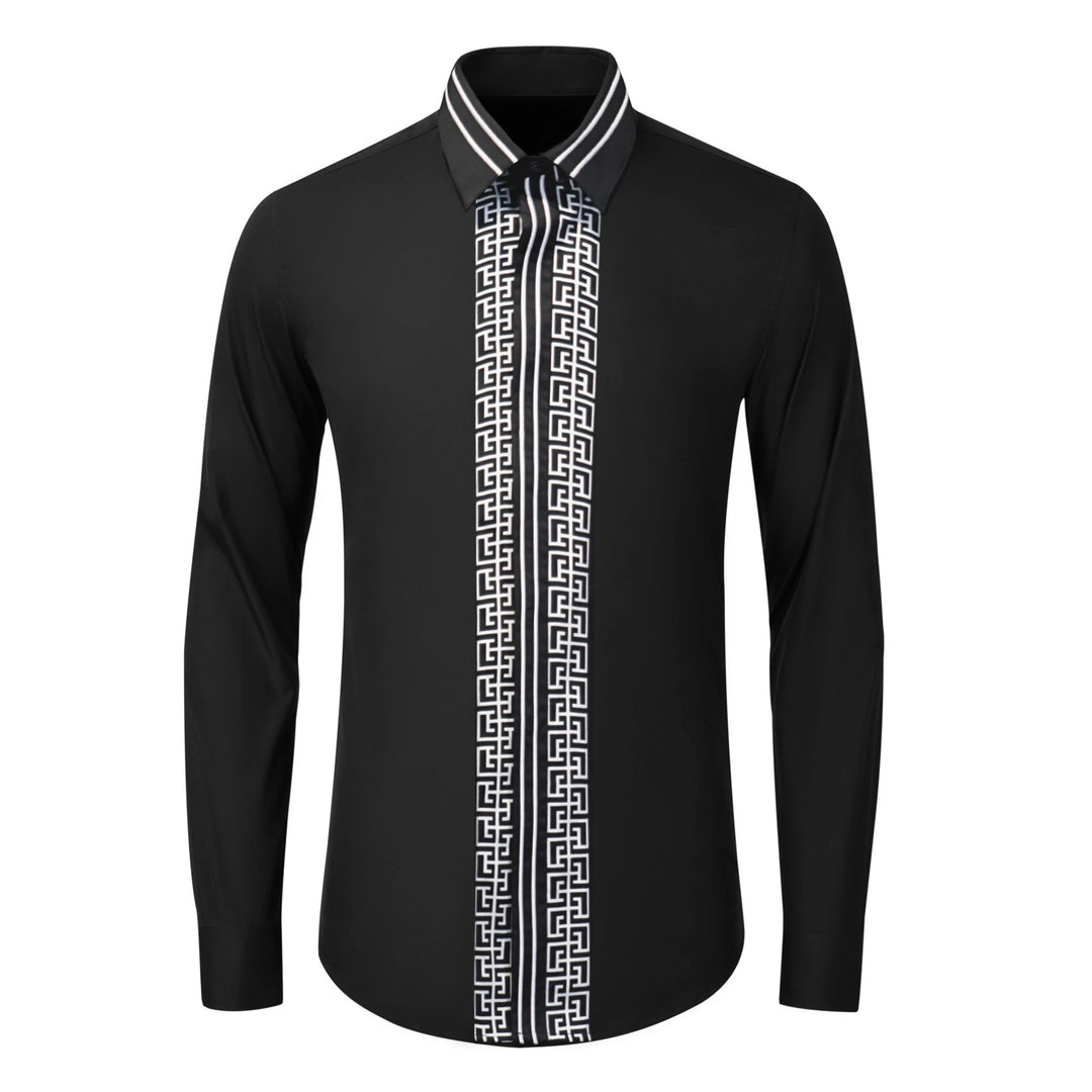 High-End Striped Embroidery Dress Shirt