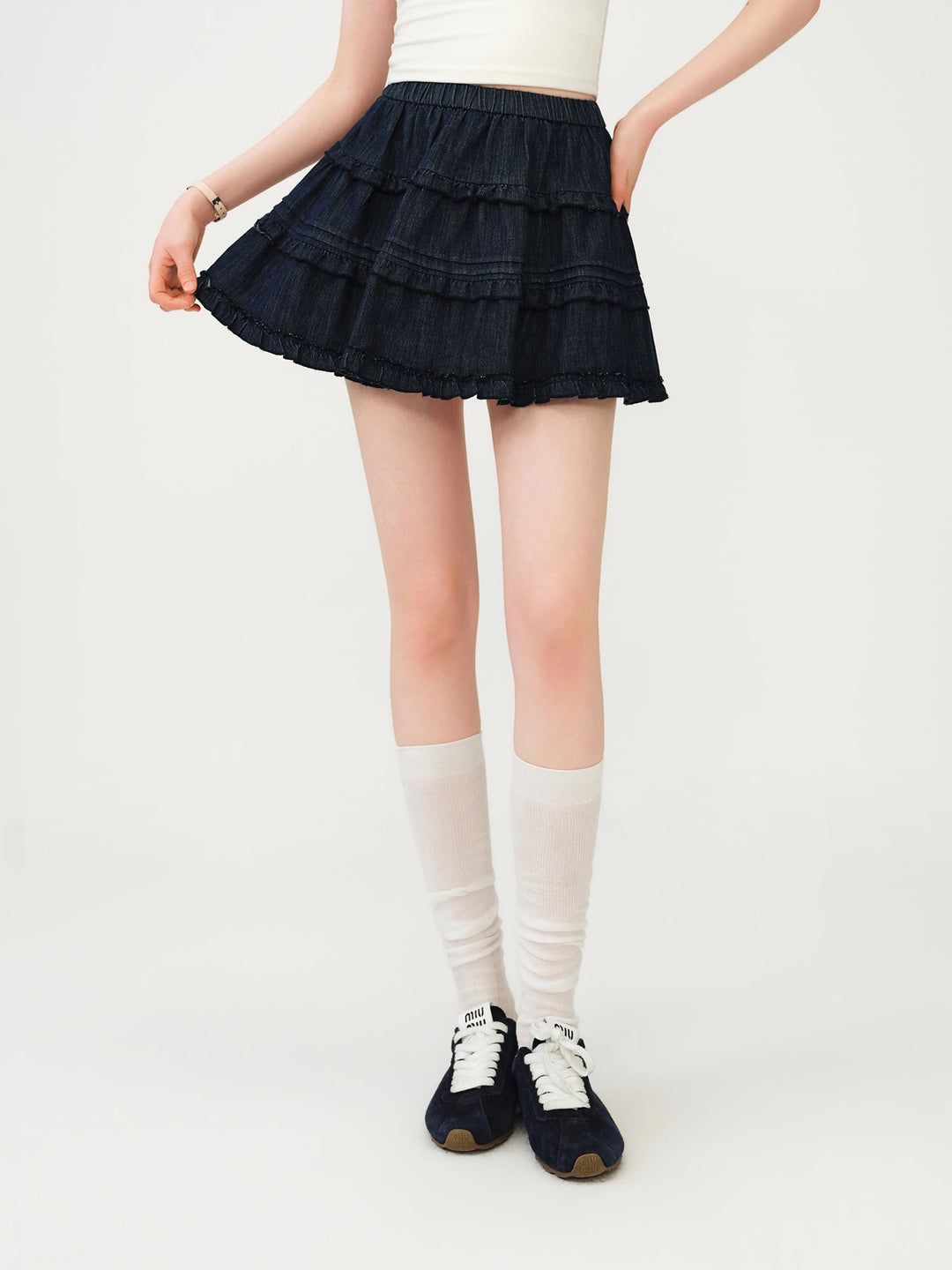Stylish Retro Ruffled Mini Skirt