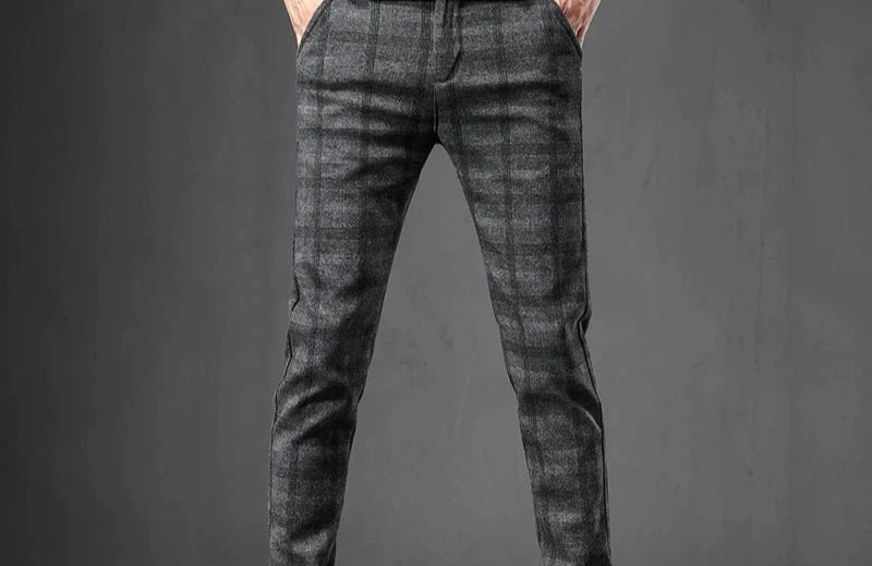 Brushed Plaid Casual Pants