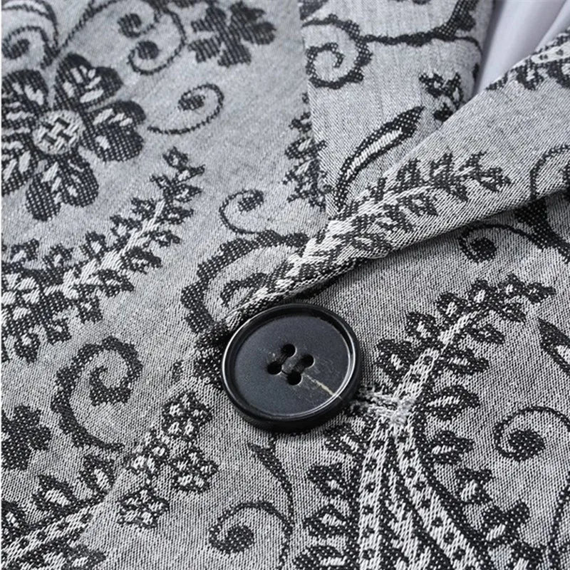 Luxury Floral Single Button Jacquard Blazer