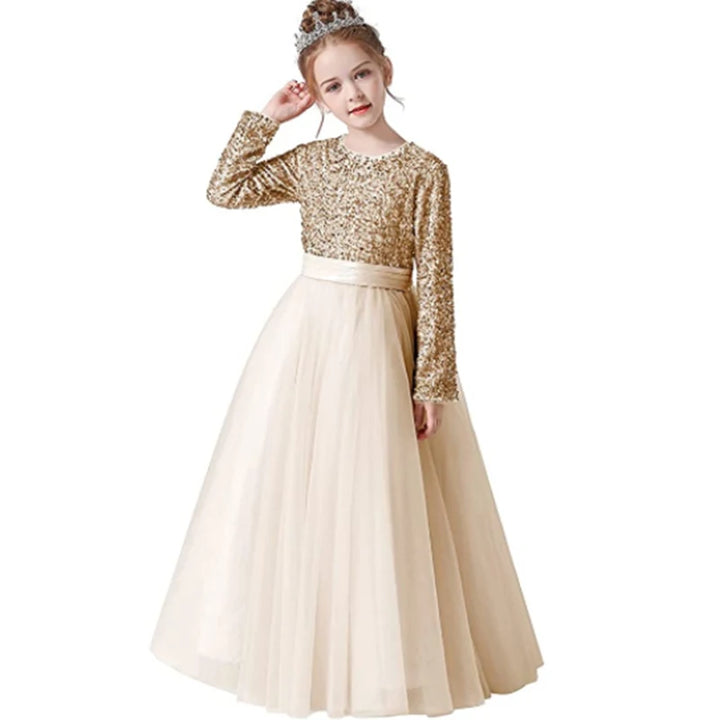 Glittery Sequins Girl's Tulle Party Dress