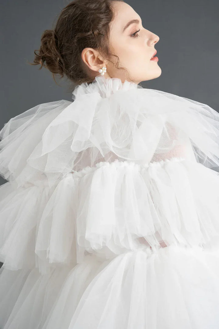 Lovely Tulle Layered Bridal Cape Jacket