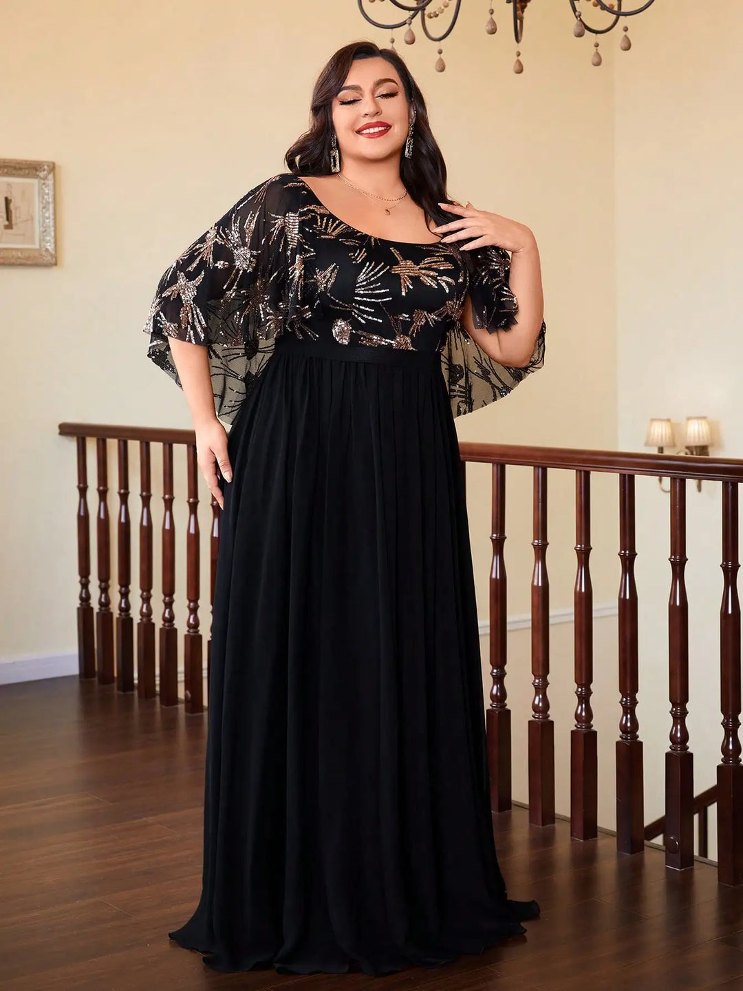 Resplendent Sequined Flowing Dress