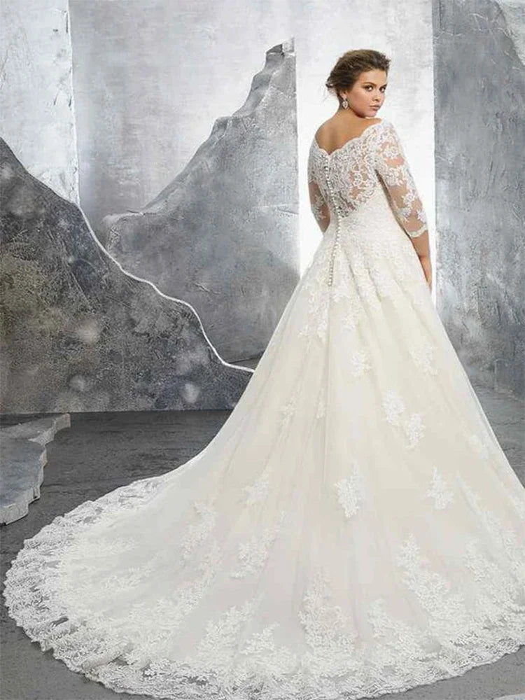 Regal A-Line Lace Applique Wedding Dress