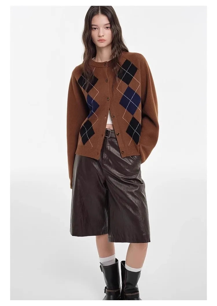 Sweet Diamond-shaped Pattern Cardigan