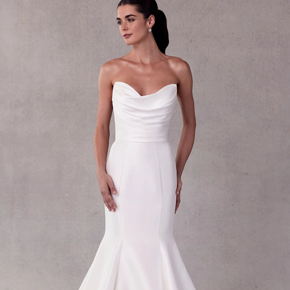 Lovely Pleat Open Back Bridal Dress