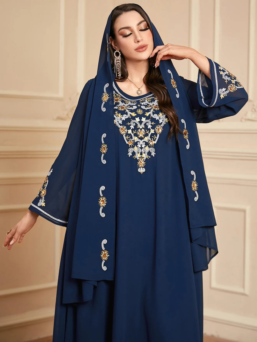 Sweet Embroidered Robe Kaftan Dress