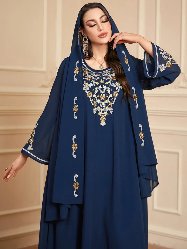 Sweet Embroidered Robe Kaftan Dress