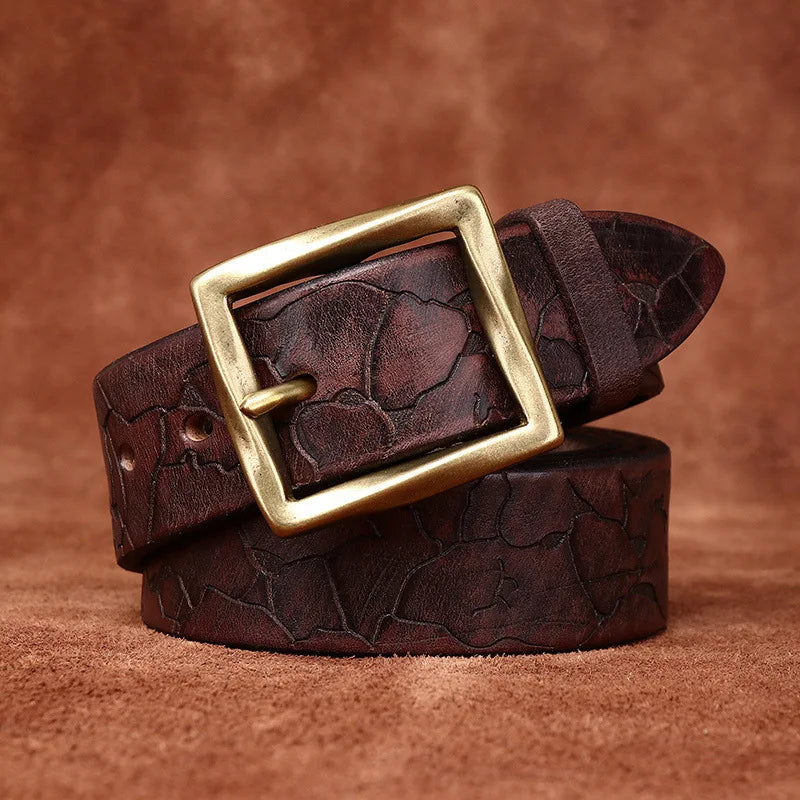 Trendy Ice Crack Cowhide Belt