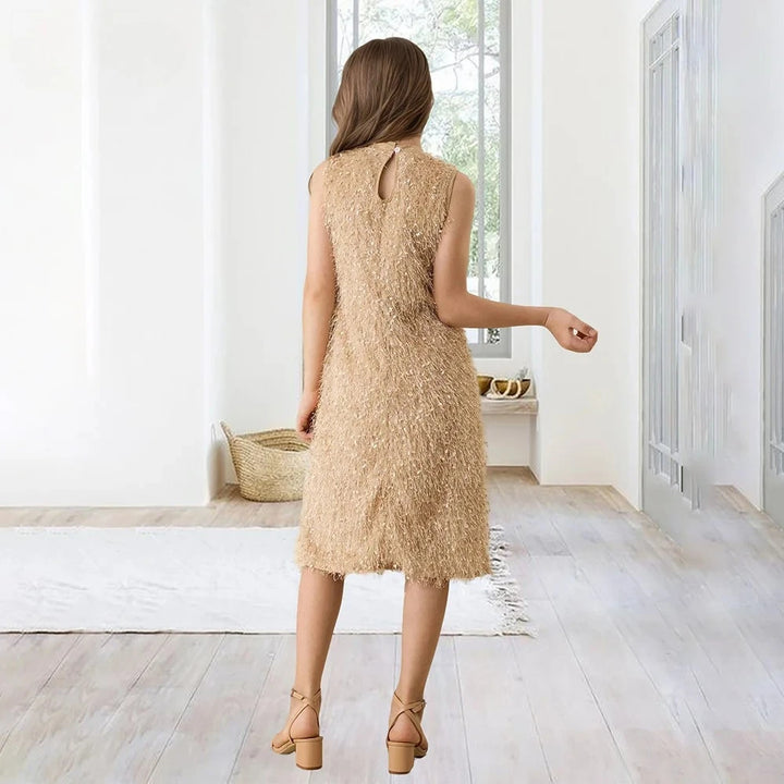 Trendy Mock Neck Midi Party Dress