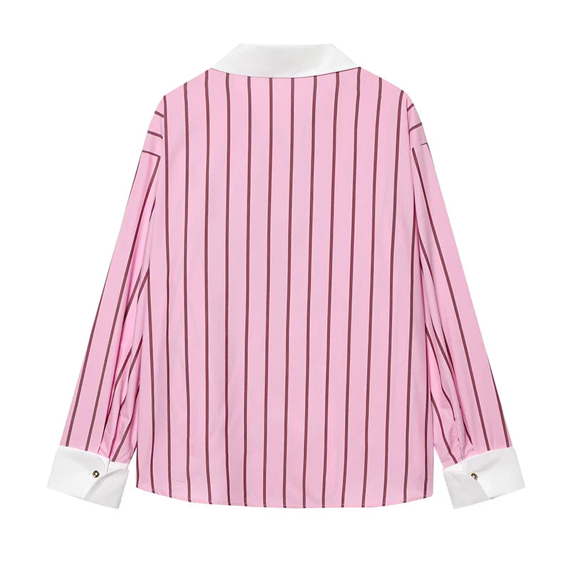 Stunning Contrast Striped Oversized Blouse