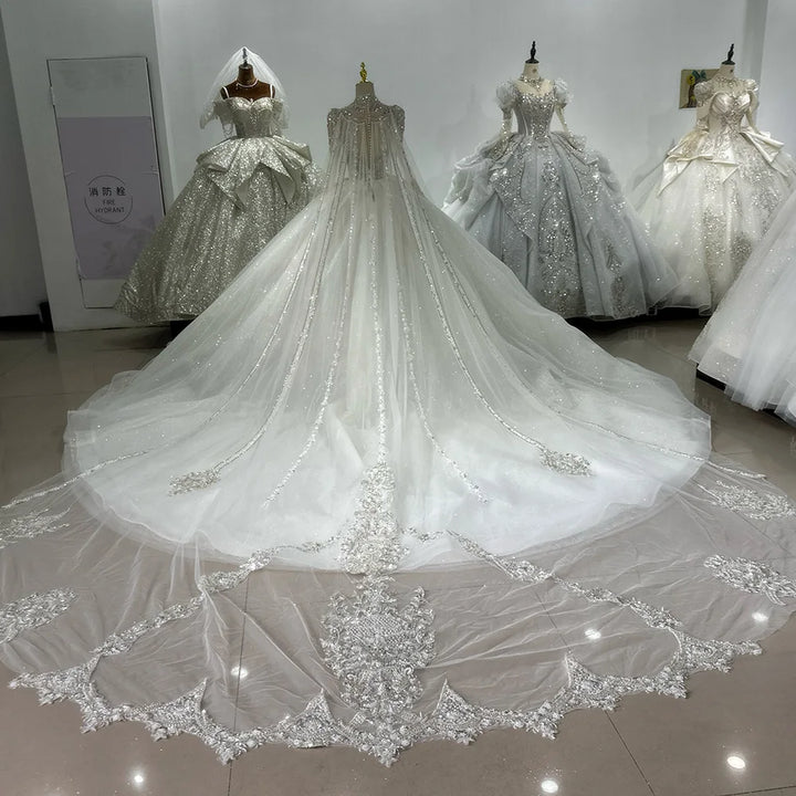 Romantic High Neck Princess Wedding Dress