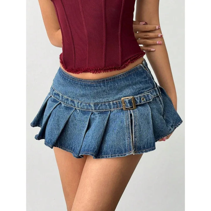 Trendy Low Waist Mini Denim Skirt