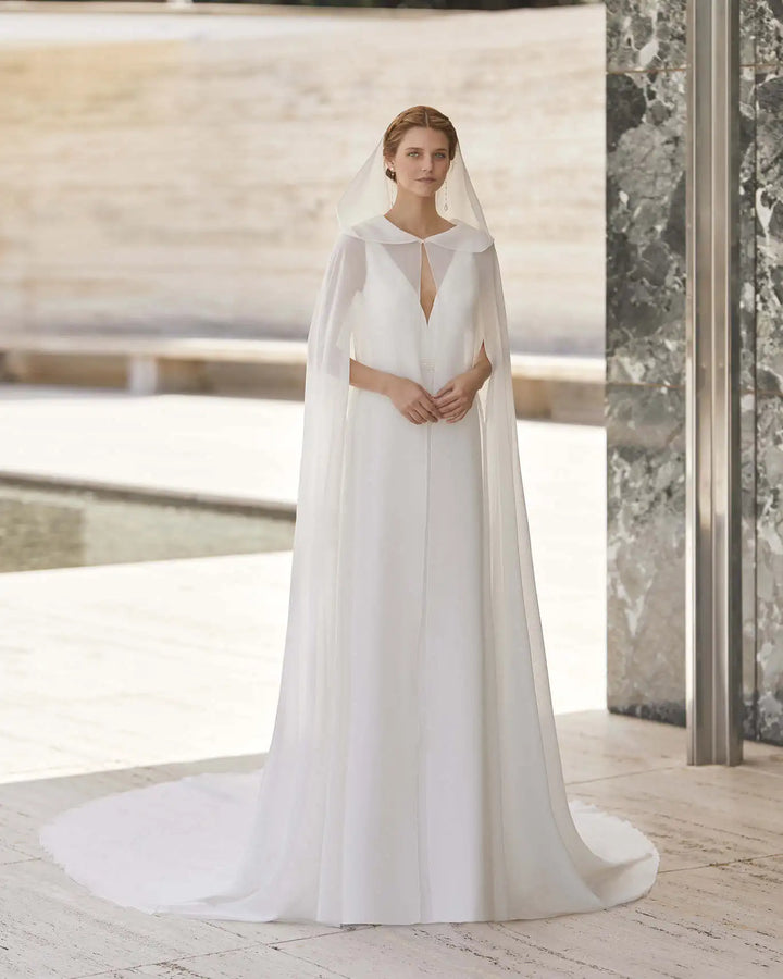 Romantic Button Collar Bridal Cape Wrap