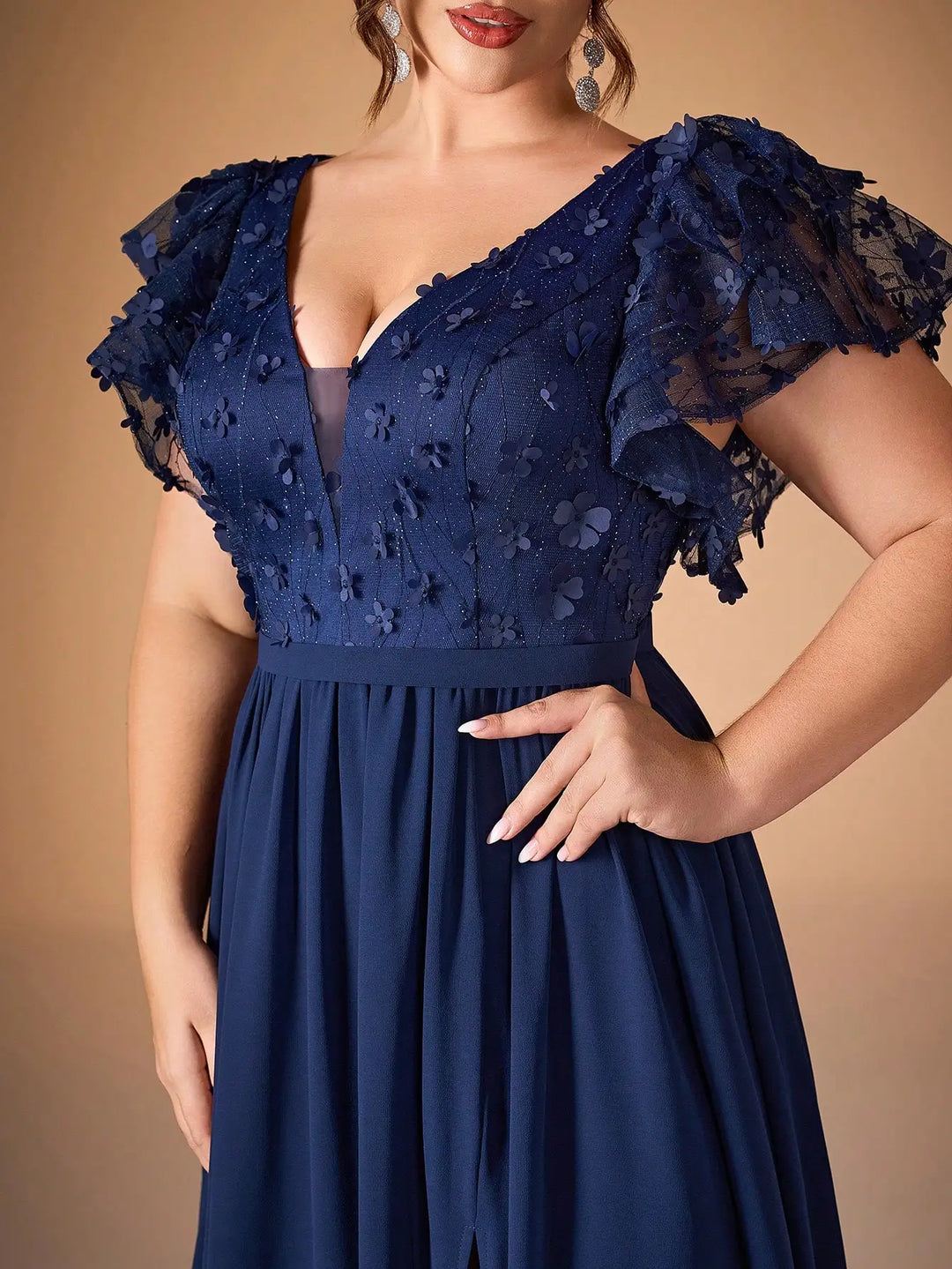 Romantic Lotus Leaf Sleeves Evening Dress