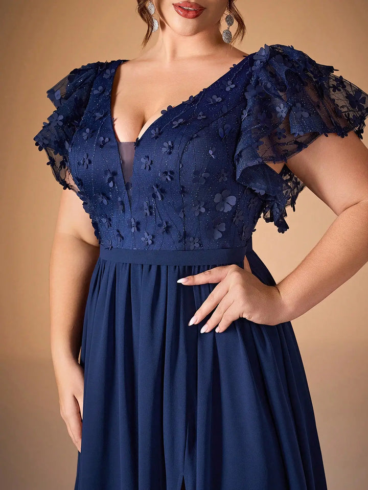 Romantic Lotus Leaf Sleeves Evening Dress