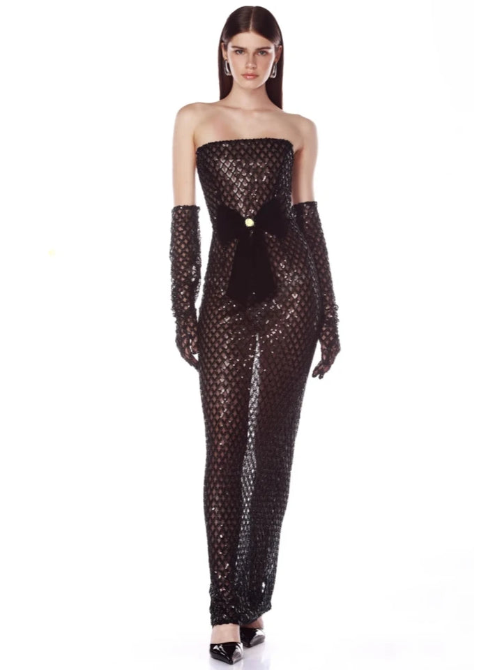 Smart Mesh Sequins Bow Dress