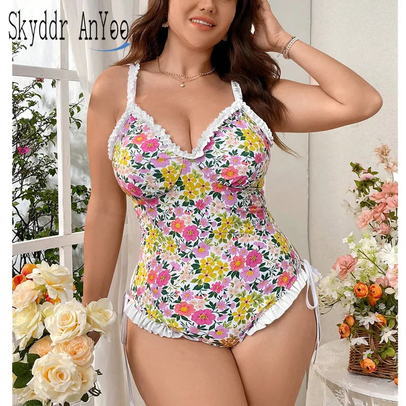 Elegant Floral Monokini Bathing Suit