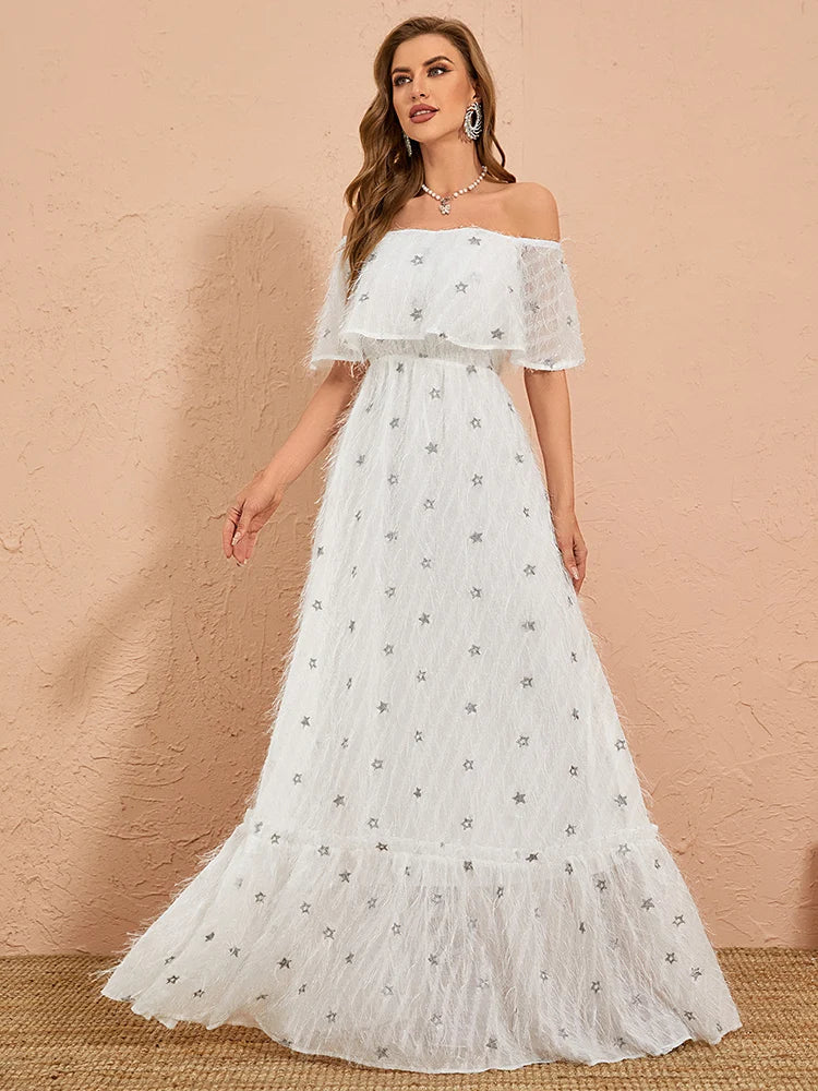 Graceful Lotus Sleeves Party Dress