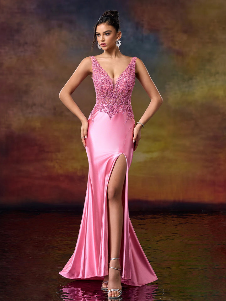 Glamorous Embroidery Bodice Evening Gown