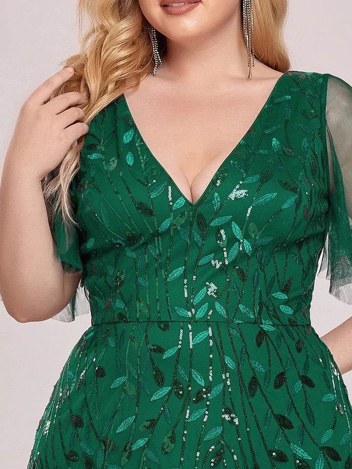 Half Sleeves Plus Size Women's Evening Party Dress| All For Me Today