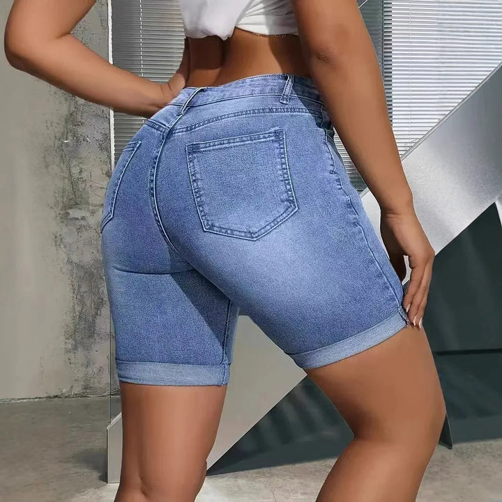 Smart Spliced Pockets Denim Jean Shorts