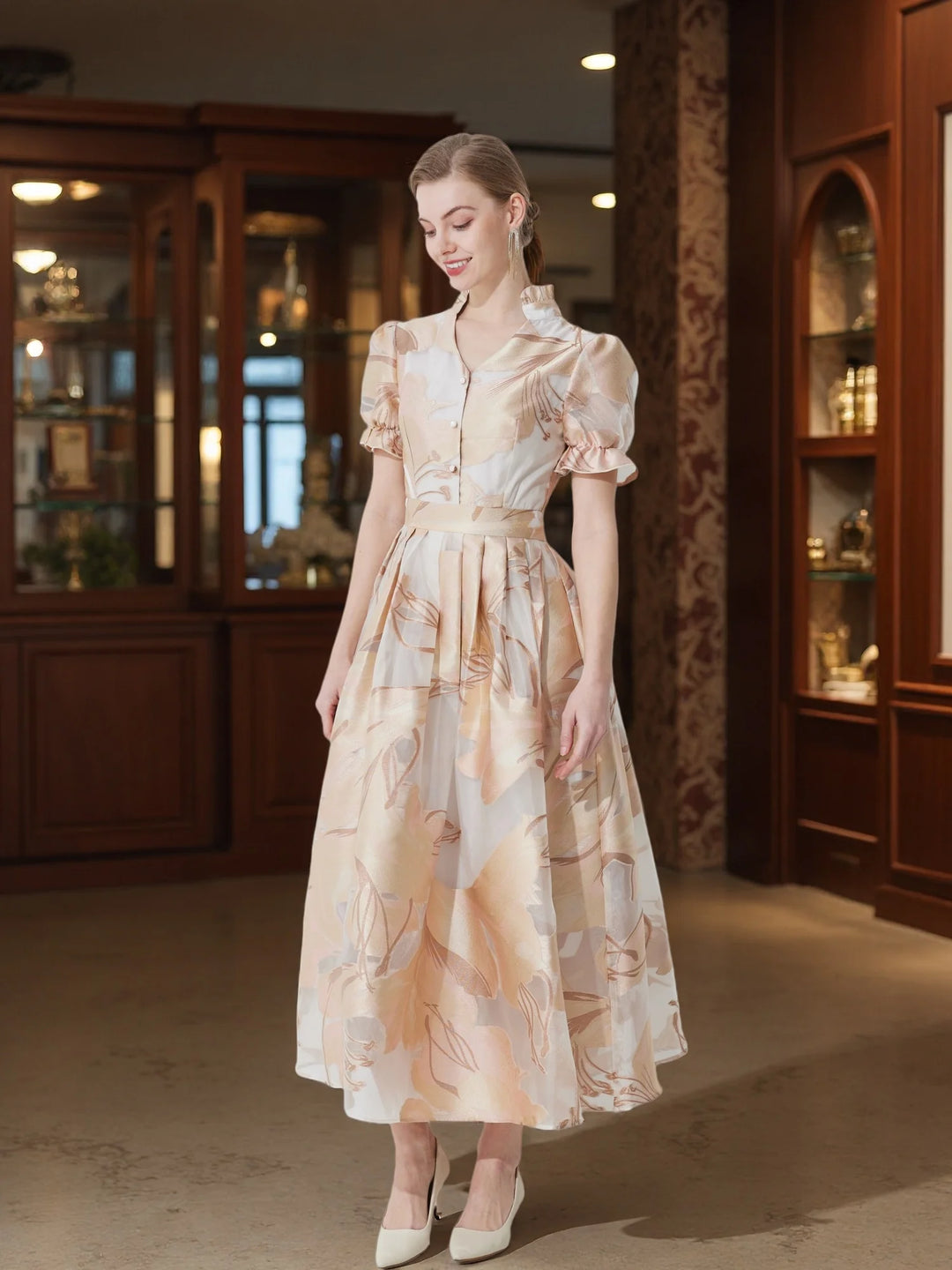 Embellished Waist-Cinching Maxi Gown