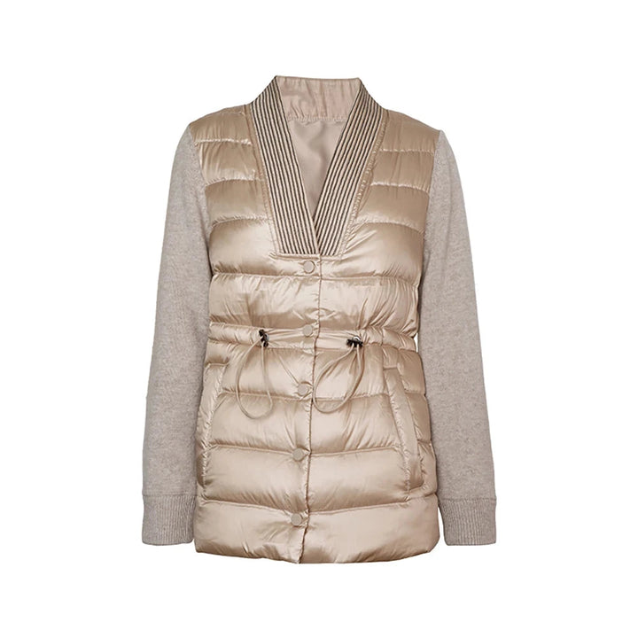 V-Neck White Duck Down Puffer Jacket