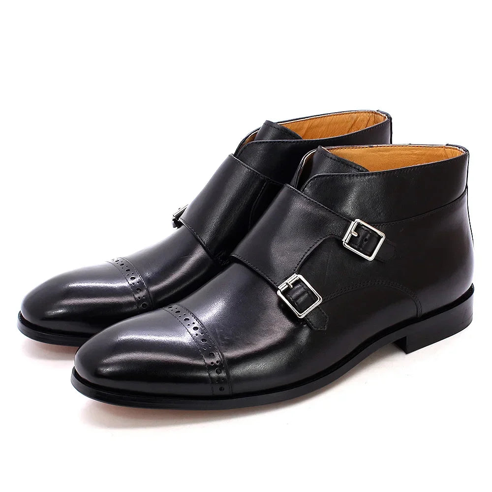 Premium Double Monk Straps Leather Boots