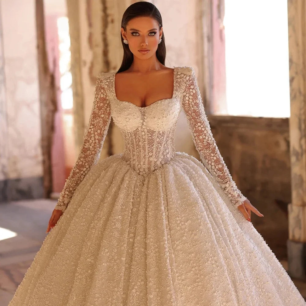 Modest Graceful Long Sleeves Bridal Dress