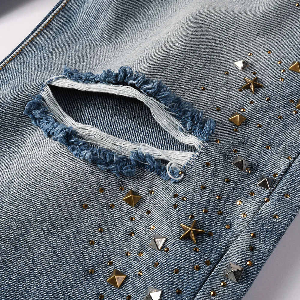 Stylish Holes Ripped Baggy Jeans Pants