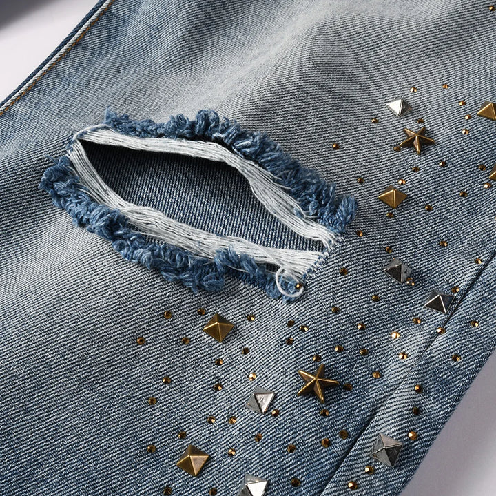 Stylish Holes Ripped Baggy Jeans Pants