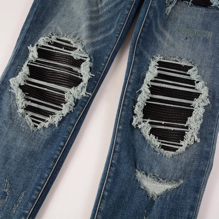 Smart Holes Ripped Denim Jeans Pants
