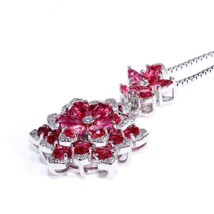 Lovely Red Corundum Pendant Necklace