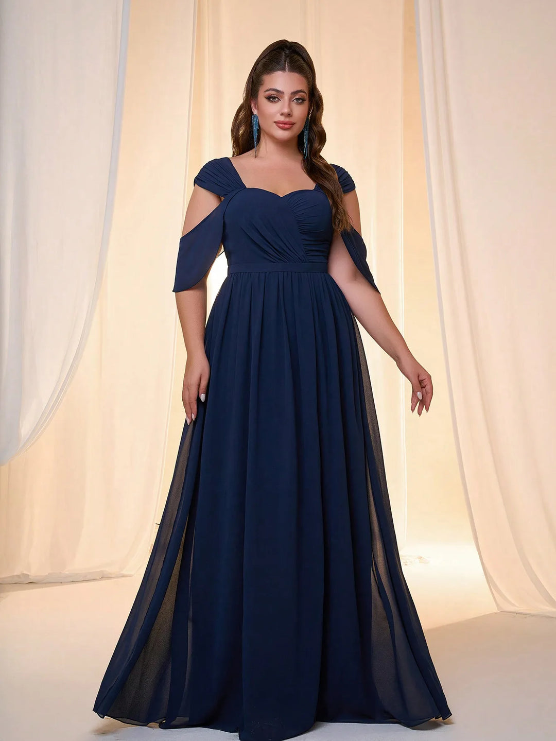 Luxurious Pearl Accents Side Slit Gown