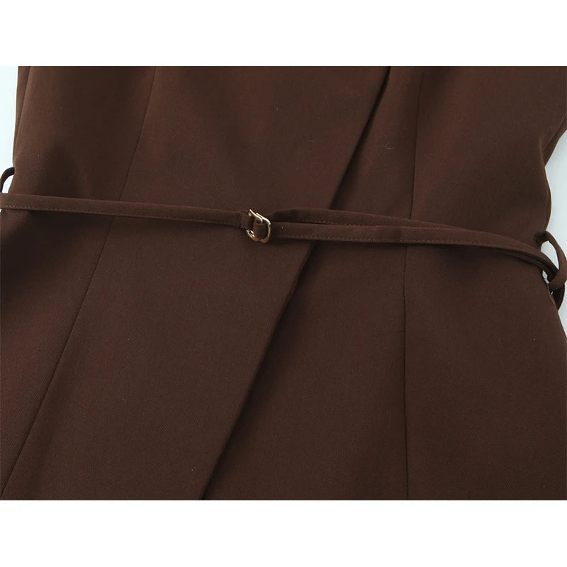 Sweet O-Neck Wrap Belted Vest