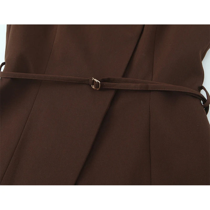 Sweet O-Neck Wrap Belted Vest
