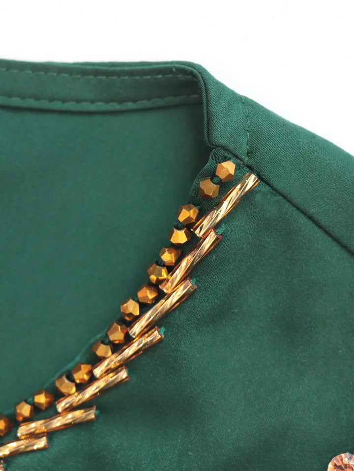 Sleek Embroidered Flares Sleeves Cocktail Dress