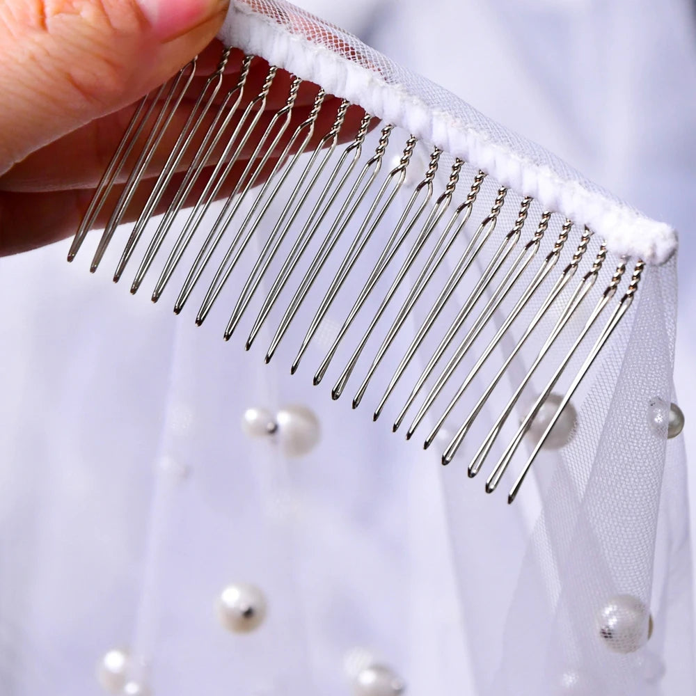 Pearls Soft Italian Tulle Bridal Veil