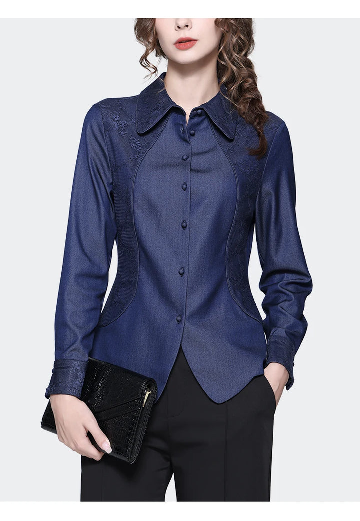 Long Sleeve Blue Denim Shirt