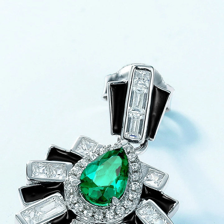 Exquisite Pear Cut Emerald Earring
