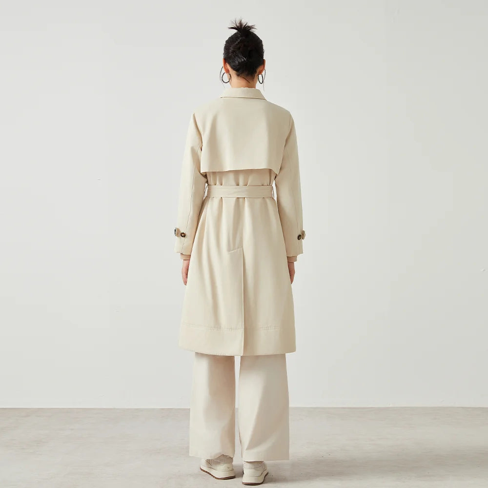 Stylish Cotton Blend Long Trench Coat