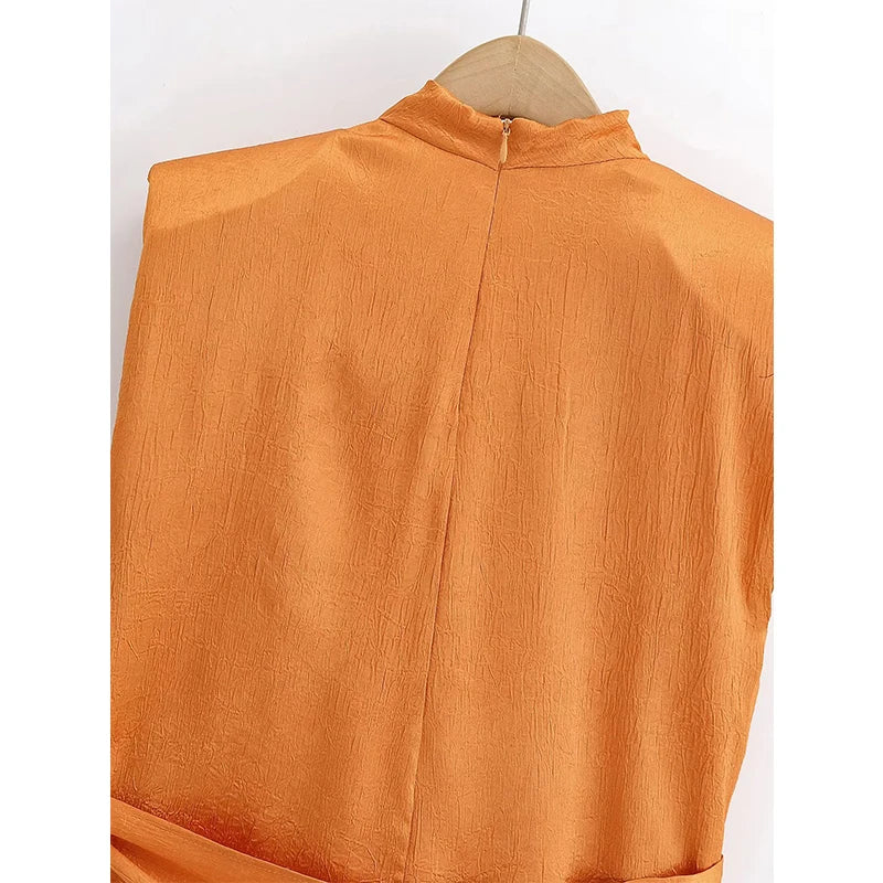 Fashionable Crossover Tie-Hem Blouse